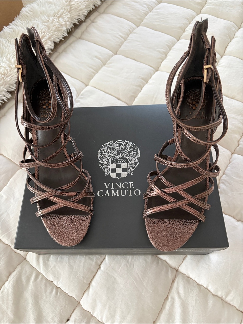 Vince Camuto Rose Metallic Strappy High Heel Sandals